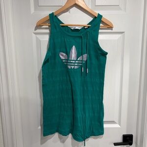 Adidas Teal Tank Top with Metallic Logo (Flawed)